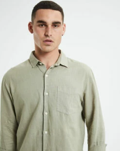 Grover Long Sleeve Linen Shirt Moss -Insight Shop 9 57813